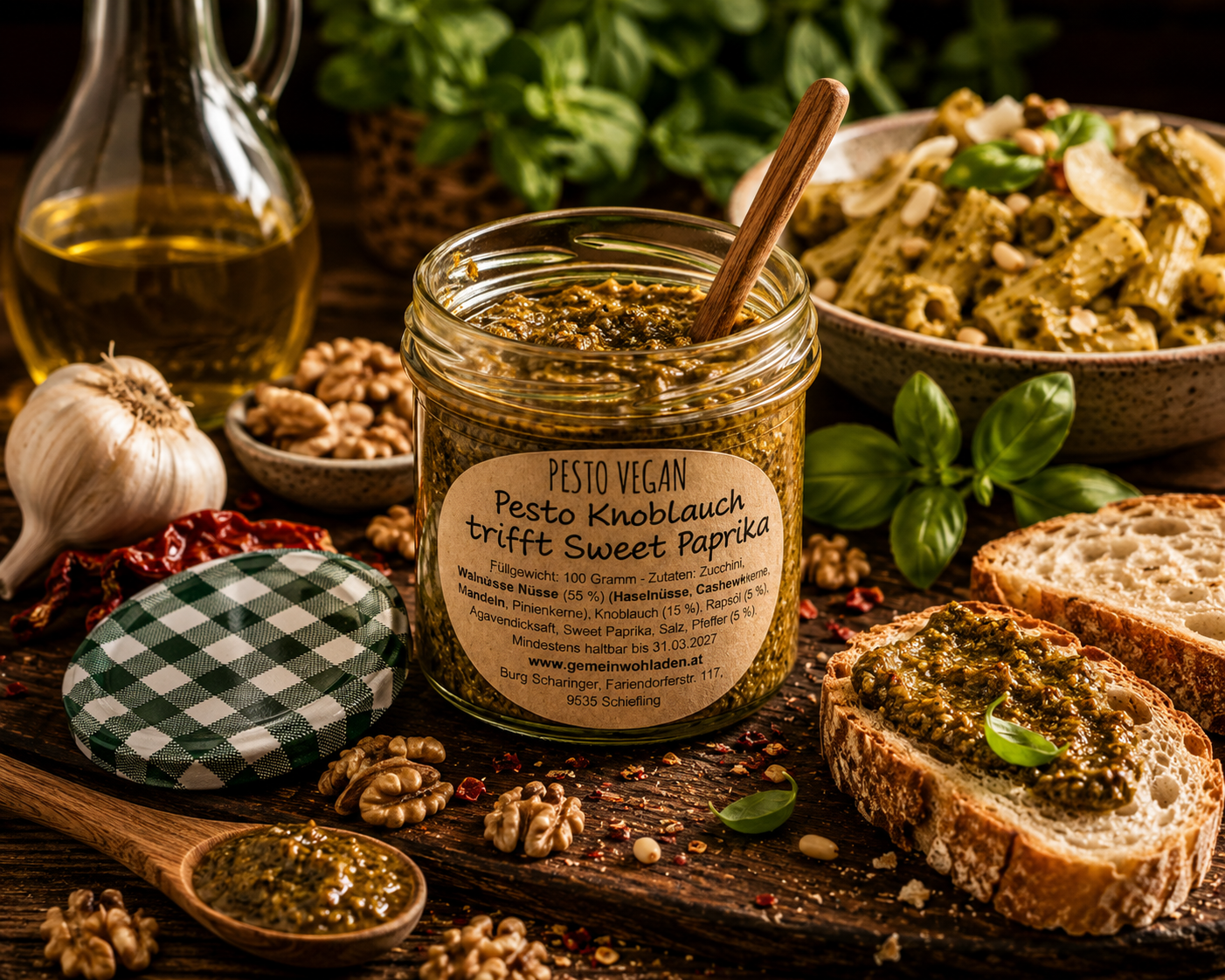 Pesto mit Knoblauch und Sweet Paprika