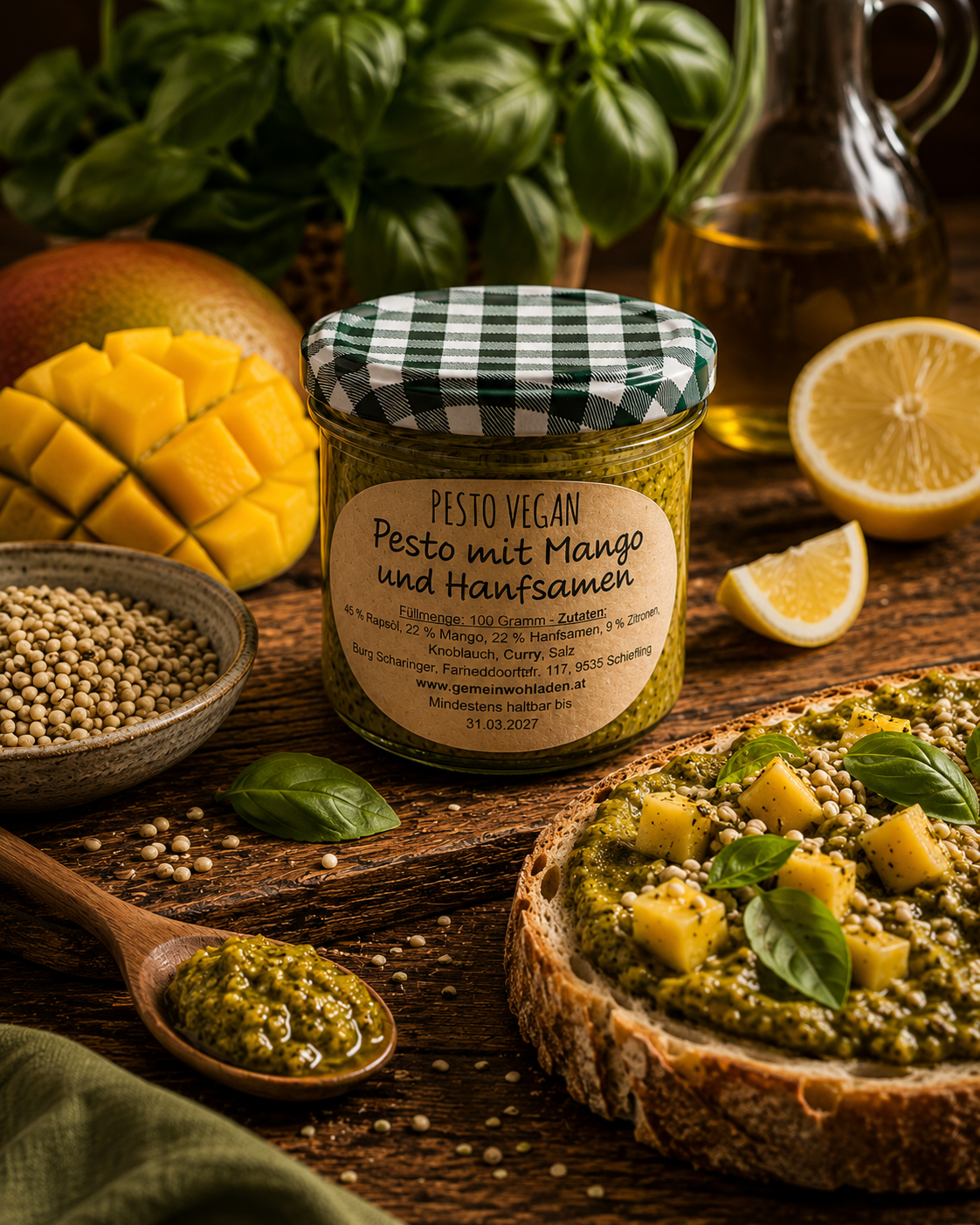 Pesto mit Mango und Hanfsamen