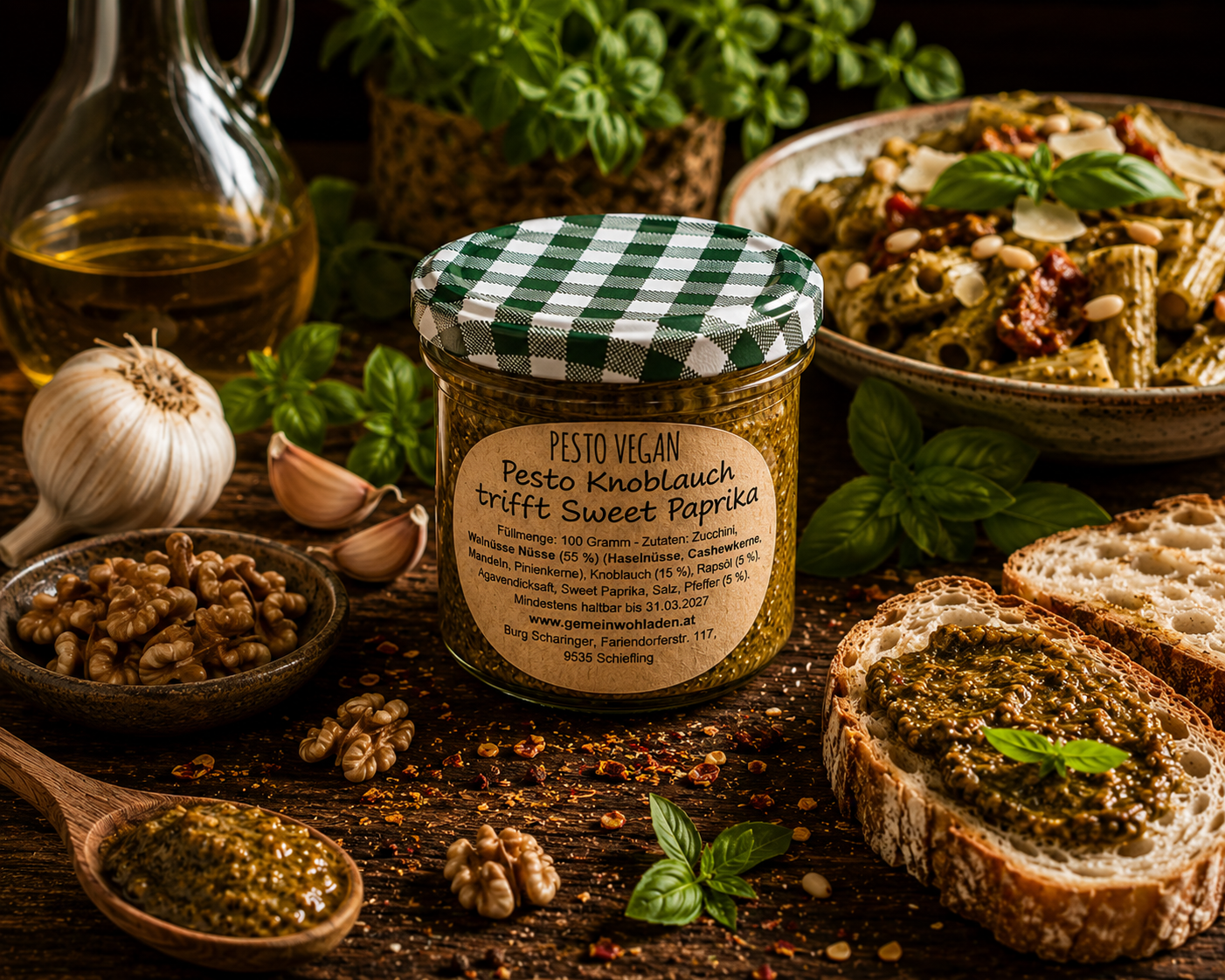 Pesto mit Knoblauch und Sweet Paprika